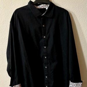 Robert Graham Black Paisley Solid Shirt Flip Cuffs Mens - Size 4XLT